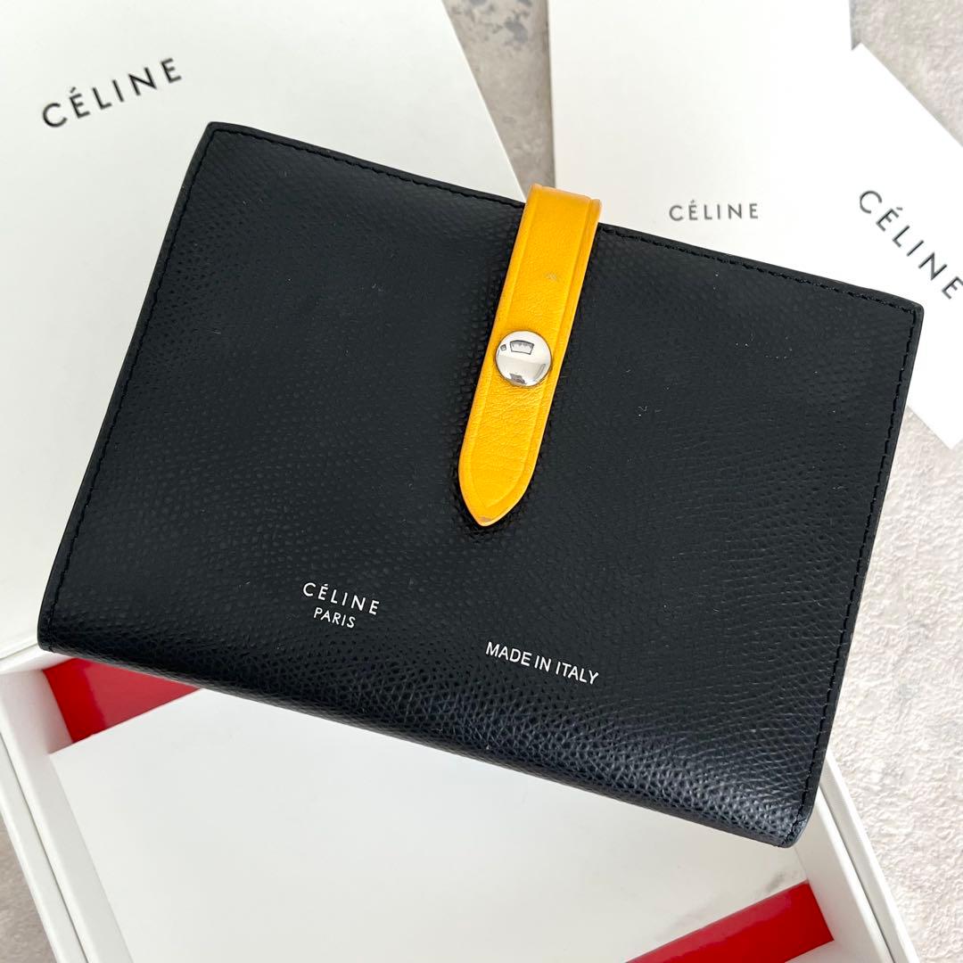 フィービー期✨セリーヌ ミディアムストラップウォレット レザー ブラック