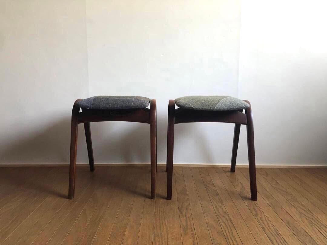 秋田木工 曲木 剣持スツール 2脚セット ヴィンテージ家具 古代色 民芸 レトロ