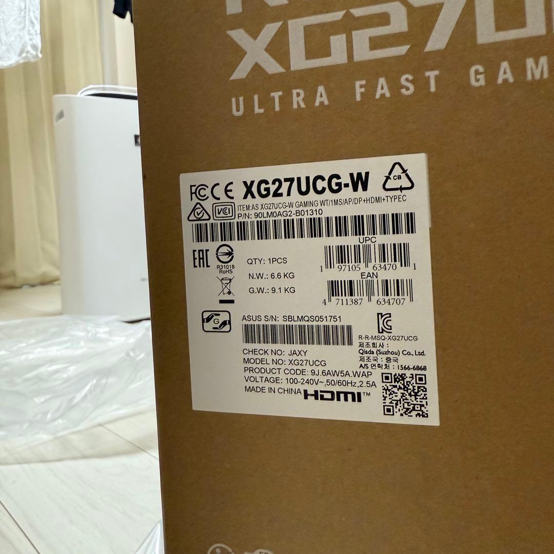 ROG Strix XG27UCG-W 4K 160Hz ホワイト モニター
