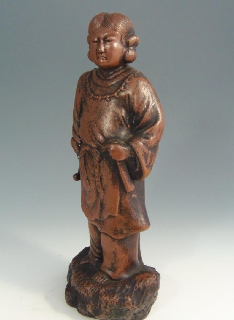 古備前焼 置物 日本武尊像 人物 備前焼 古備前 骨董品 レア古備前・レア備前焼