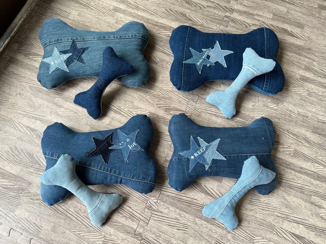 クッション　カートなどに〜　① デニムパッチワーク