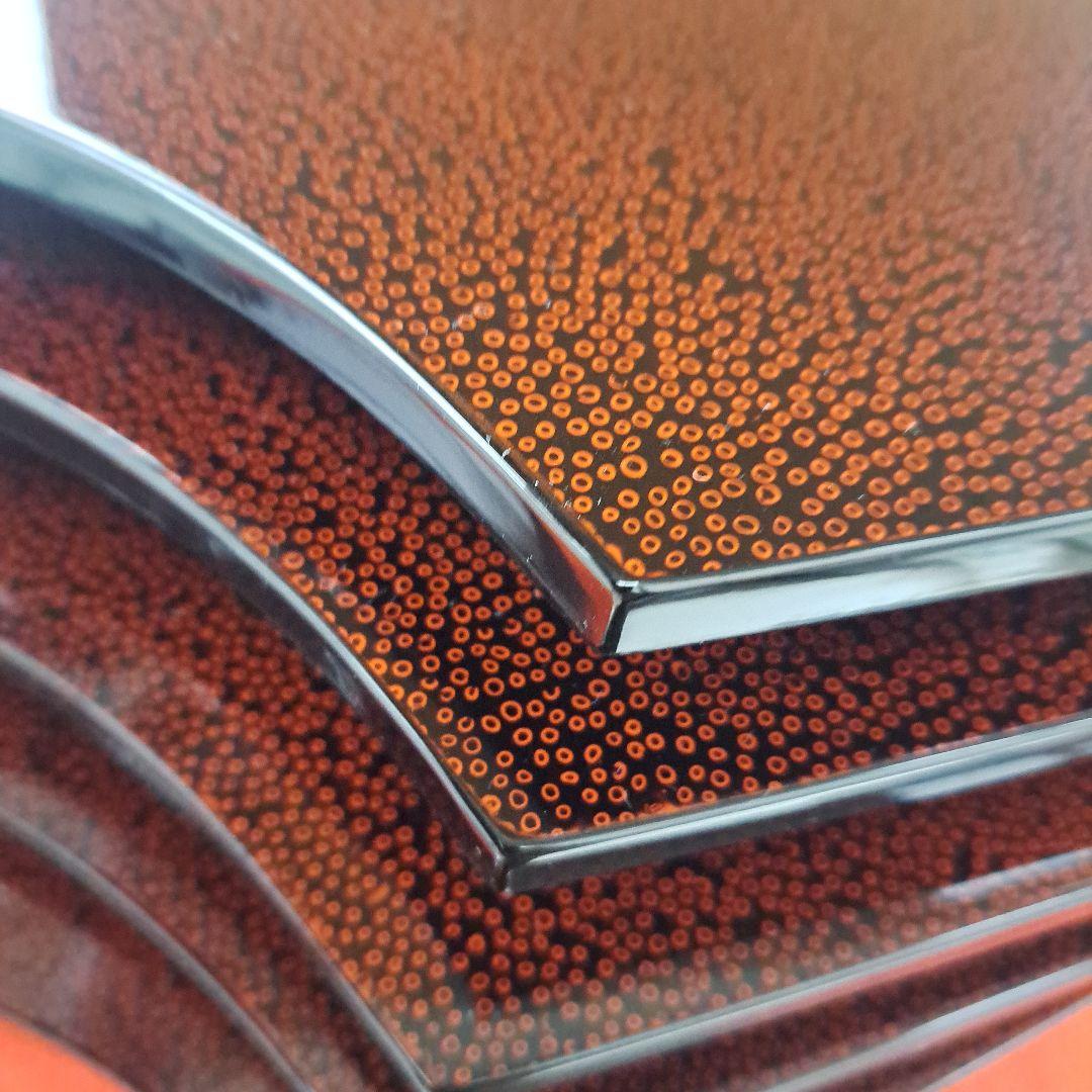 【津軽塗　尺サイズ\"扇形敷膳×5客】天然木製　末広形　天心皿　未使用/長期保管品