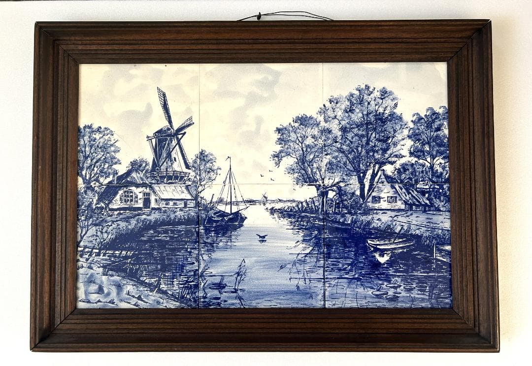 訳あり　オランダ　デルフト焼　手描きタイル6枚　壁飾り　絵画