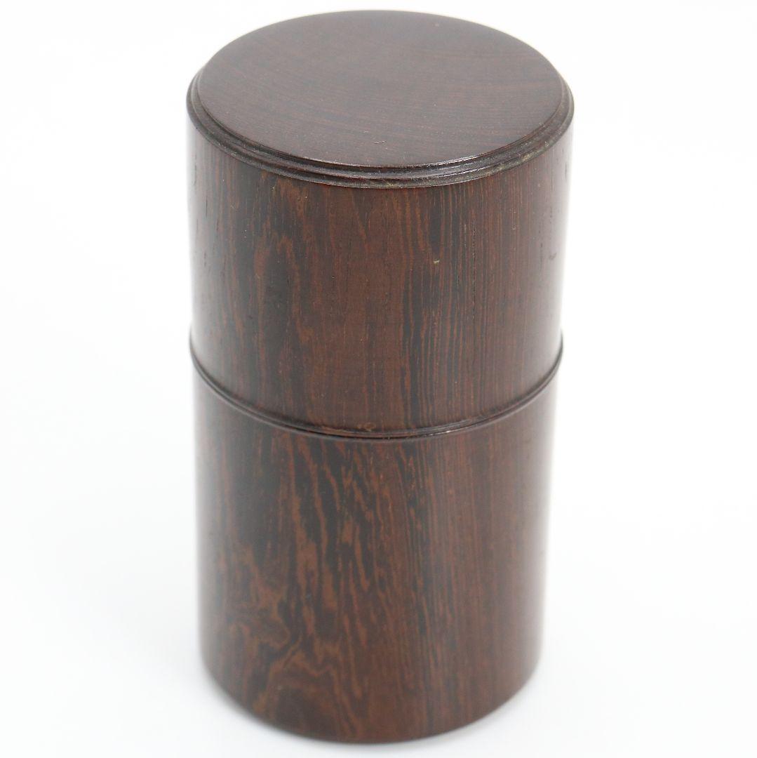 黒檀 中次 薄茶器 茶道具 共箱　V917