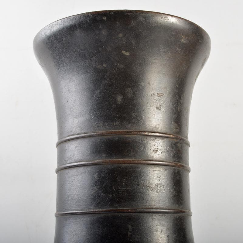 古銅銀象嵌　碇桜文　長顎瓶　横須賀泉商会款　重さ約6kg　H　R7179B