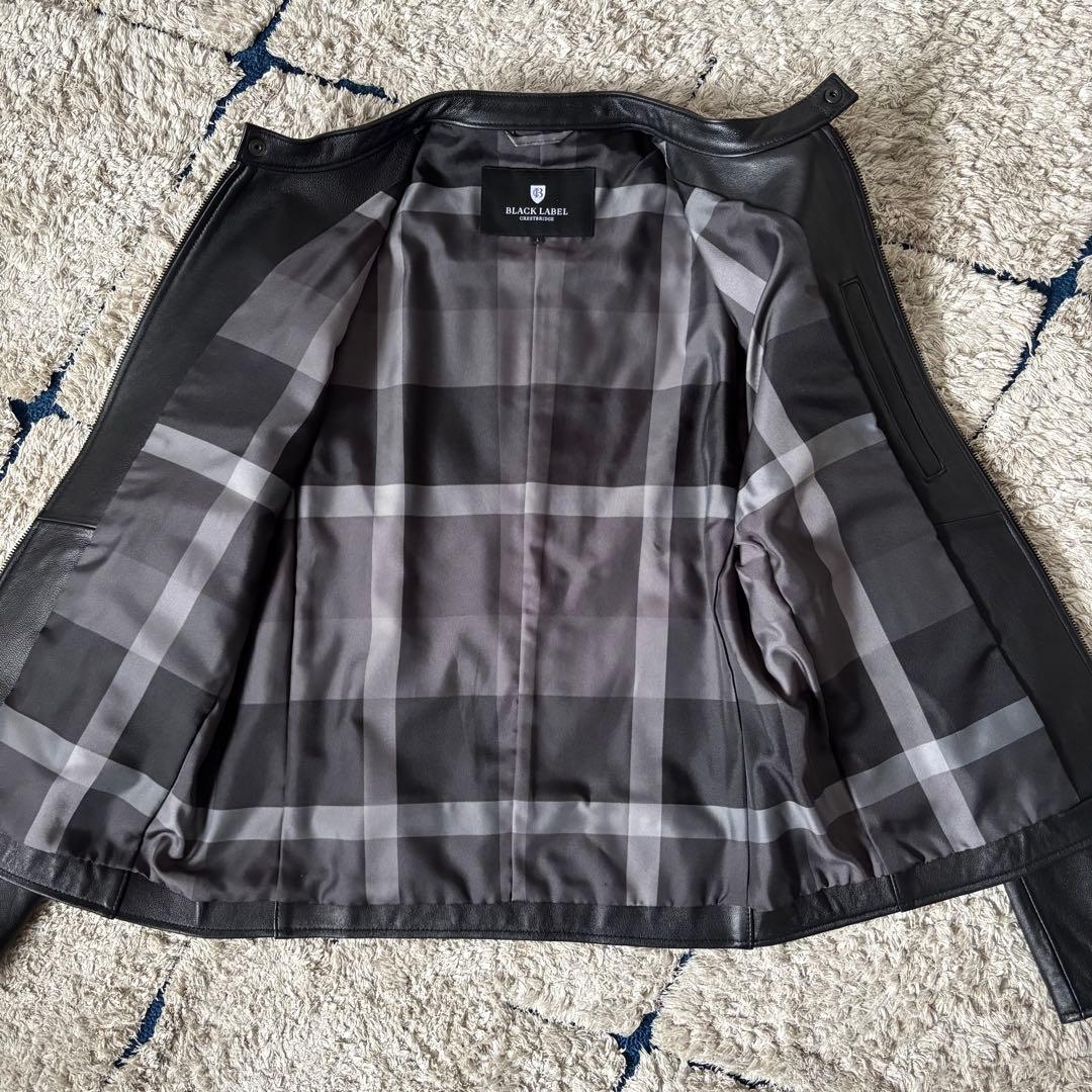 【極美品✨】ブラックレーベルクレストブリッジ　レザージャケット　羊革　ライダース