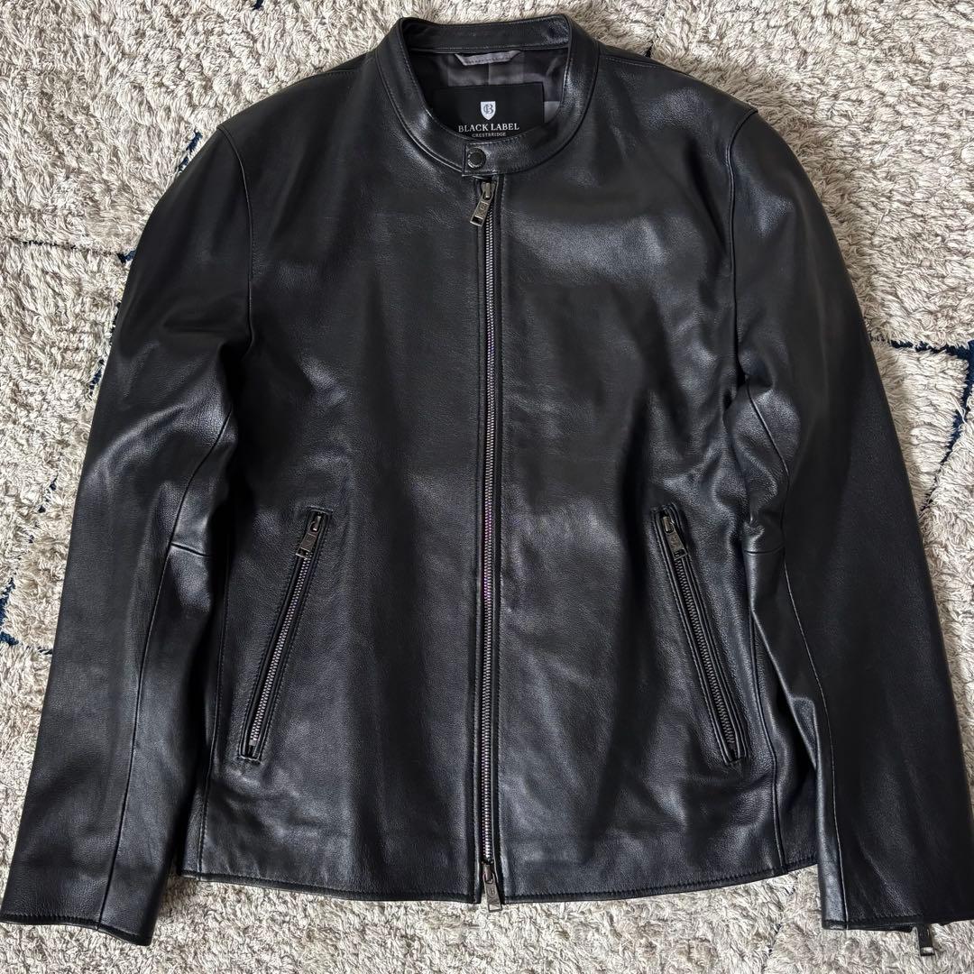 【極美品✨】ブラックレーベルクレストブリッジ　レザージャケット　羊革　ライダース