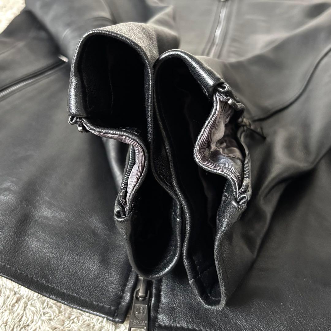 【極美品✨】ブラックレーベルクレストブリッジ　レザージャケット　羊革　ライダース