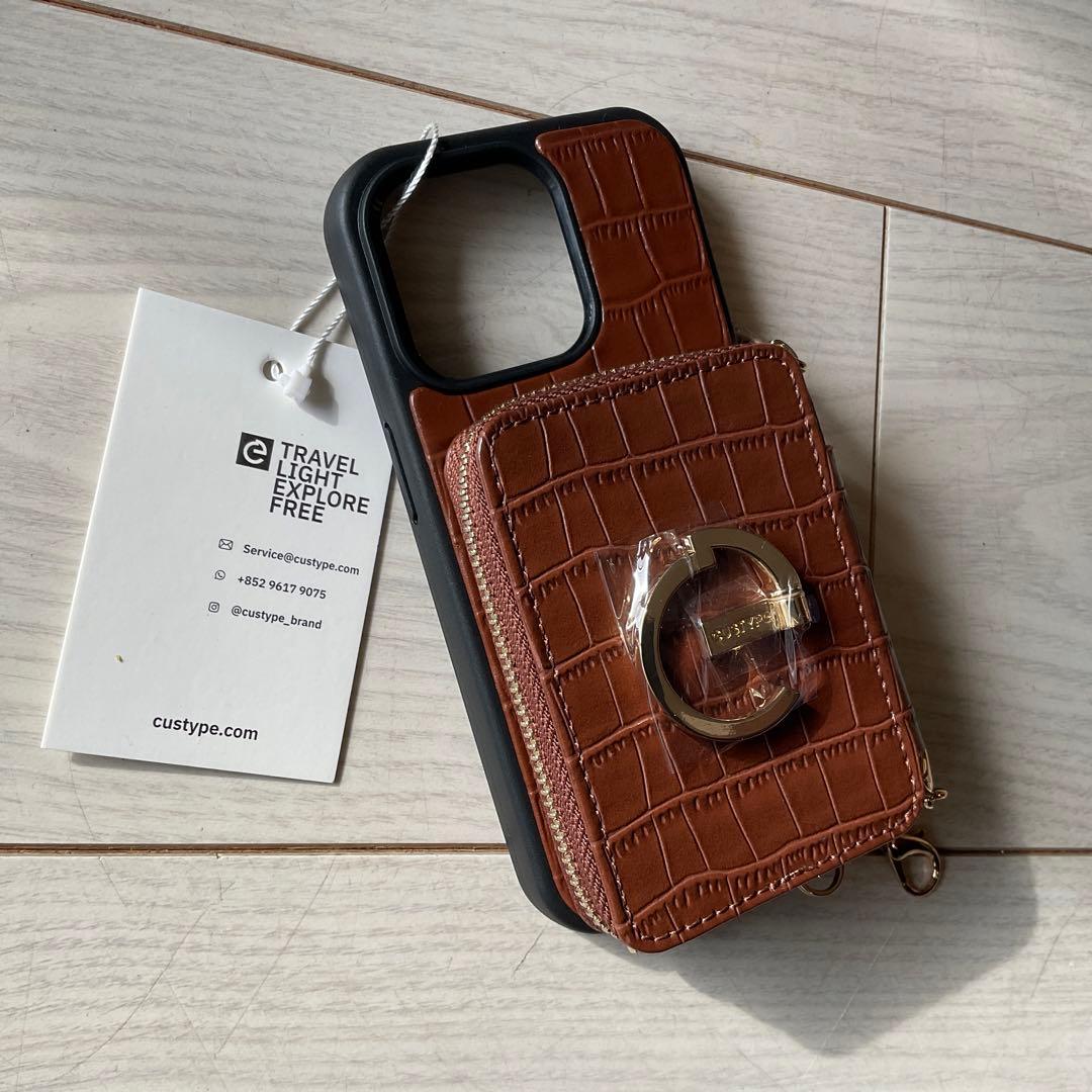 新品未使用　custype ブラウン クロコダイル風iPhone14proケース