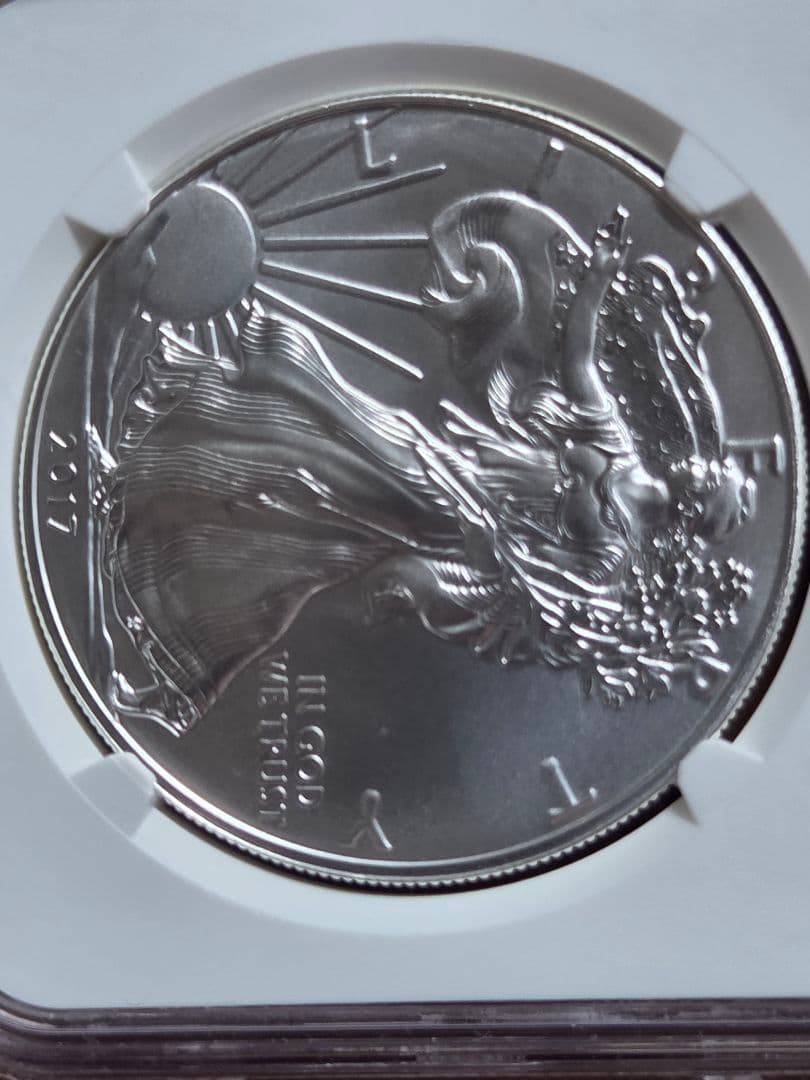 (初日及び記念ラベル)アメリカ合衆国　イーグル銀貨　2017