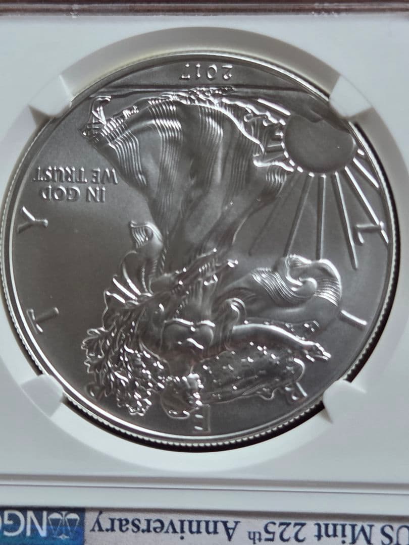 (初日及び記念ラベル)アメリカ合衆国　イーグル銀貨　2017