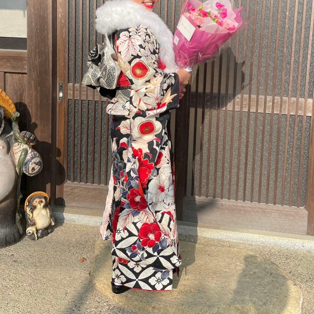 花柄振袖 フルセット着物 レディース京都きもの友禅成人式　草履バッグ付き