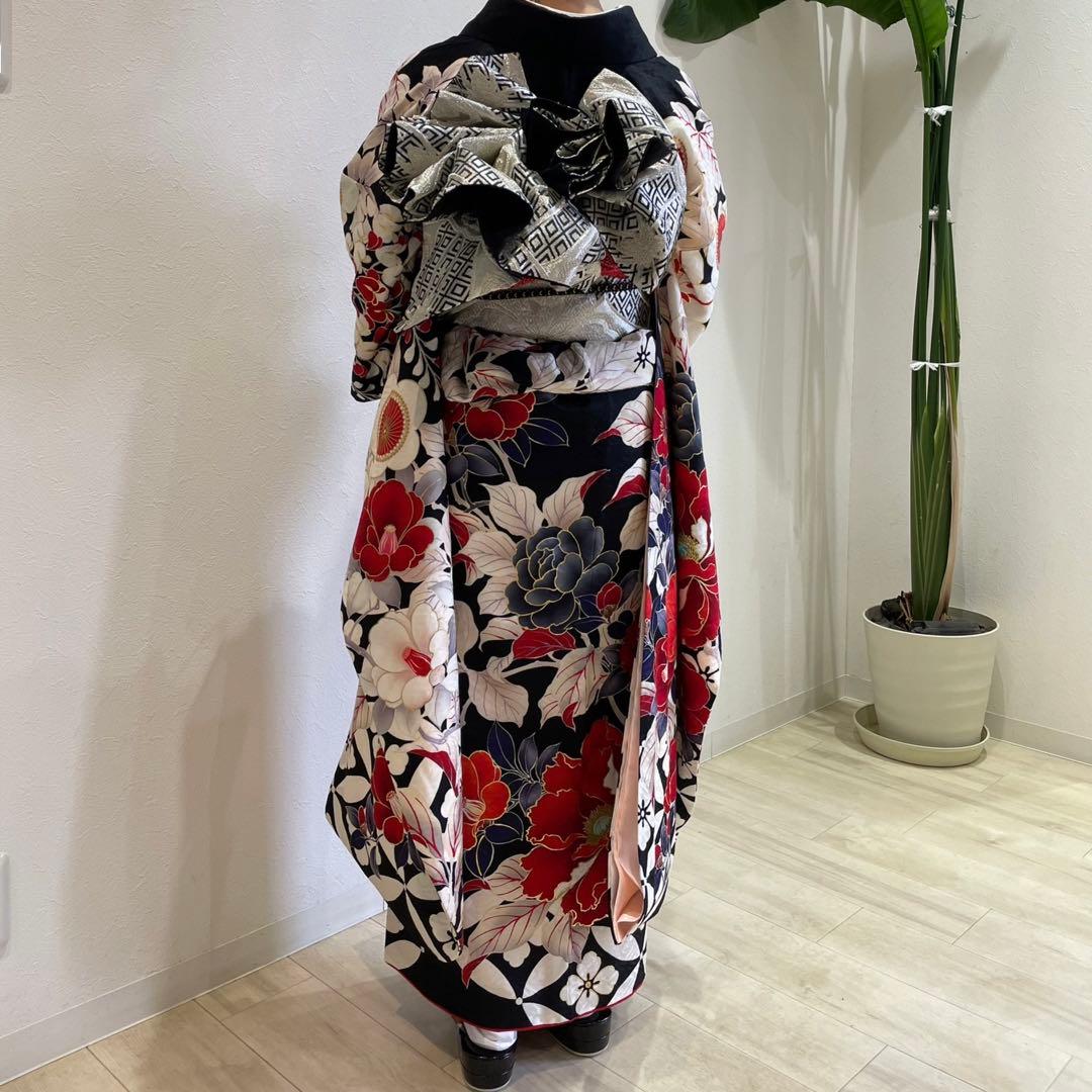 花柄振袖 フルセット着物 レディース京都きもの友禅成人式　草履バッグ付き