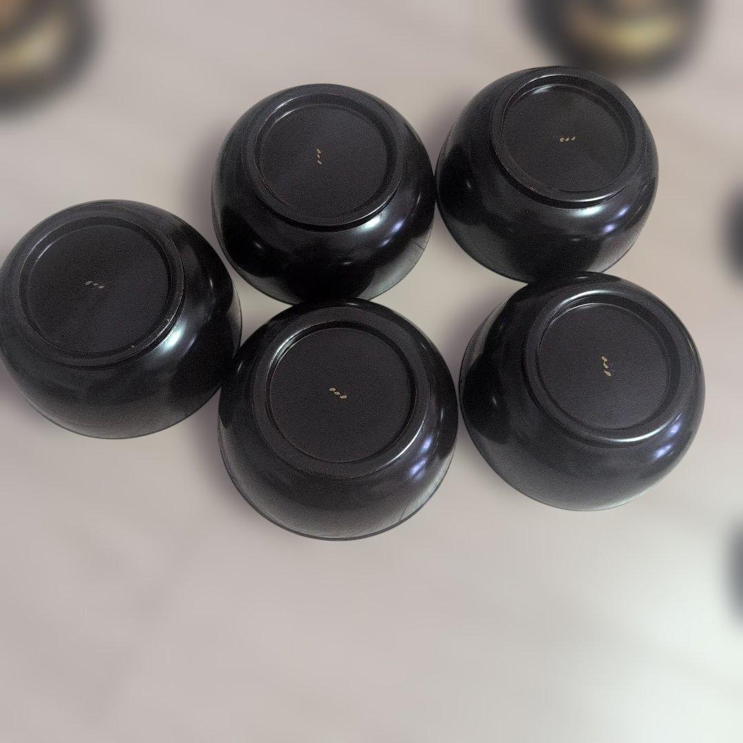 輪島塗 吸物椀 5客 蓋碗 漆芸 漆器 牡丹蝶金蒔絵5客セット