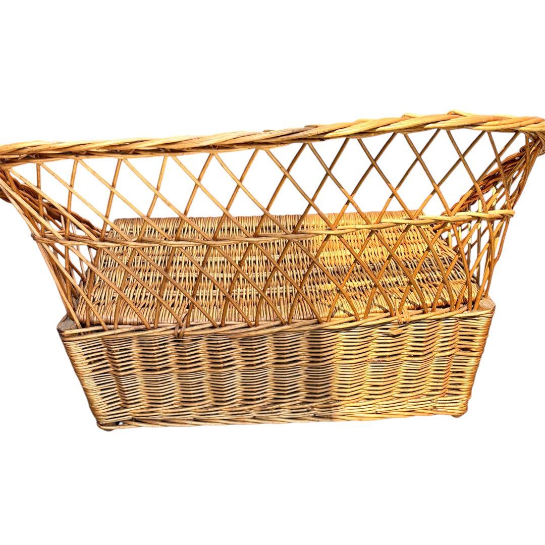 ヴィンテージ ラタンソファ 2人掛け ミニソファ 籐製 アンティーク 収納付き