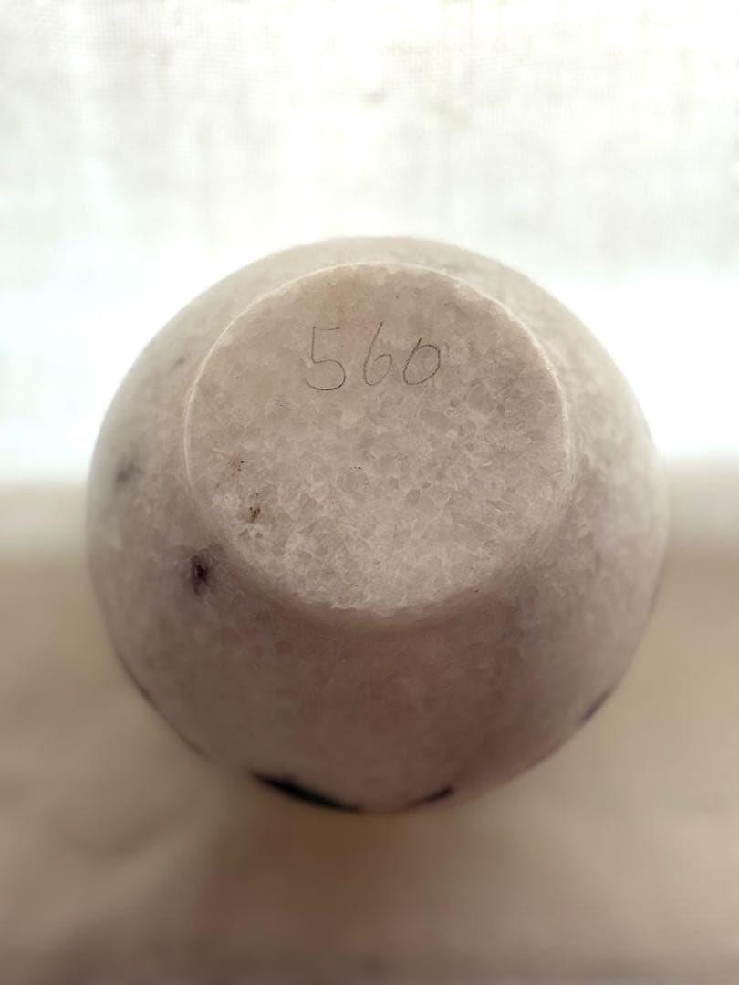 インド産　天然大理石細工　ベース　花瓶