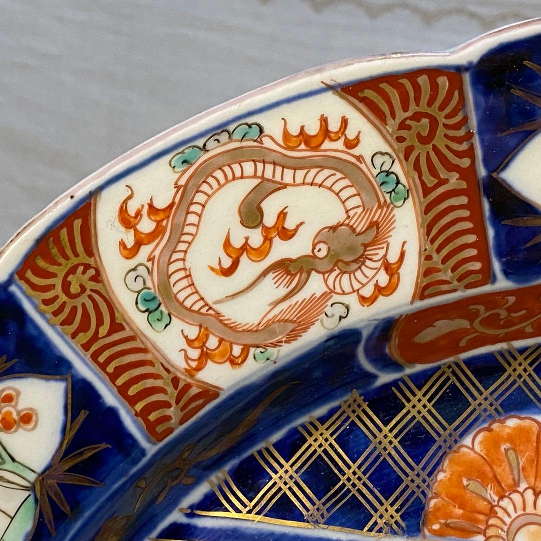 伊万里　古伊万里　大皿　色絵　金襴手　花の図　鳥の図