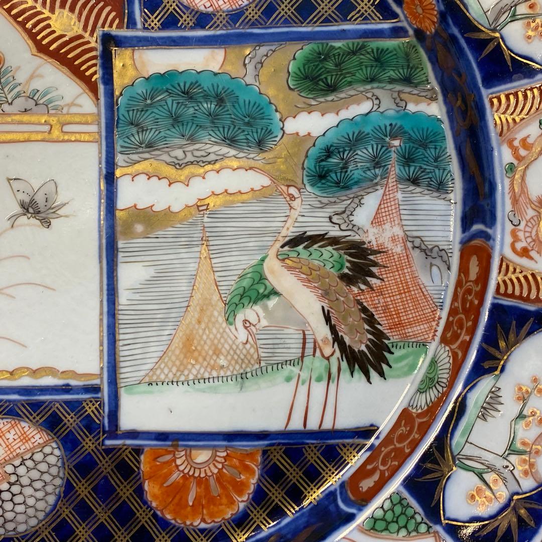 伊万里　古伊万里　大皿　色絵　金襴手　花の図　鳥の図