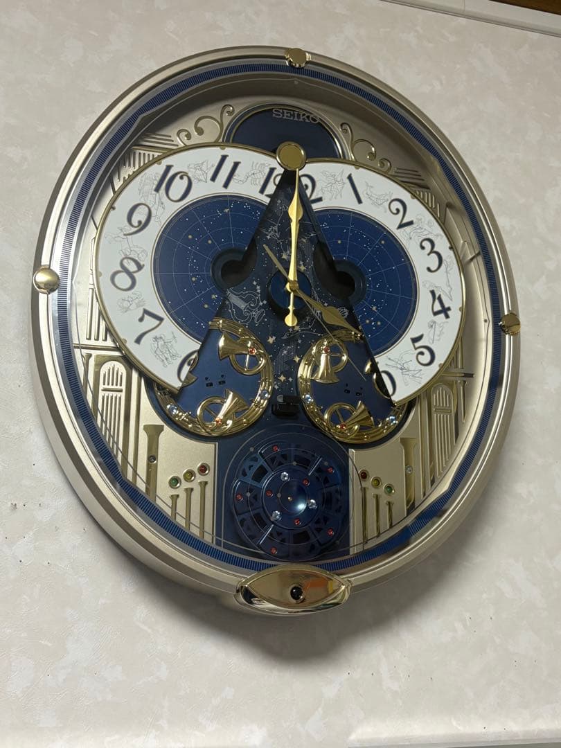 SEIKO オーバル型掛時計 青金装飾　からくり時計