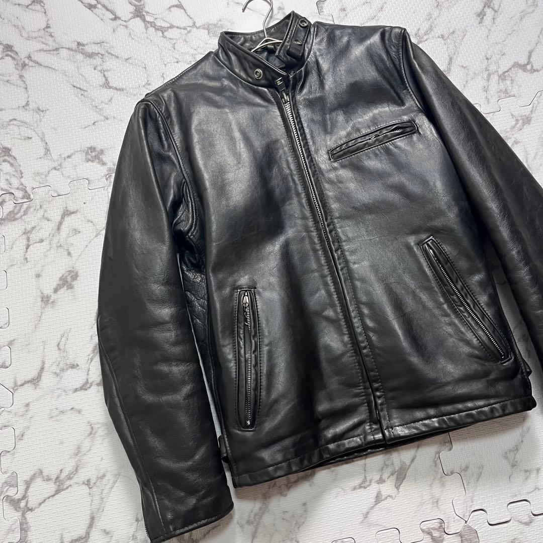 ライナー付き✨【米国製】schott シングルライダース ボア 黒 34 牛革