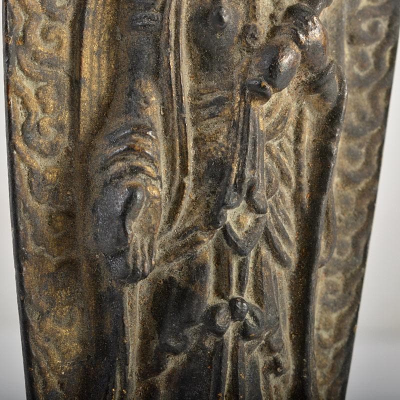 仏教美術　古銅鍍金　観音菩薩像　仏像　置物　観音開逗子付　C　R7239