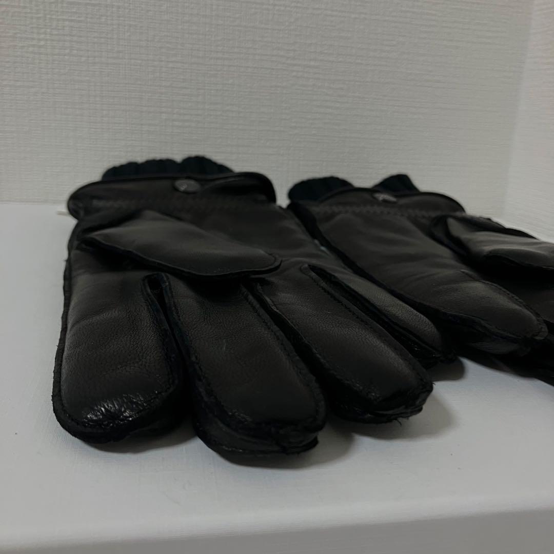【タグ付き新品】COACH コーチ 羊革メンズ レザー手袋 カシミヤ混 黒