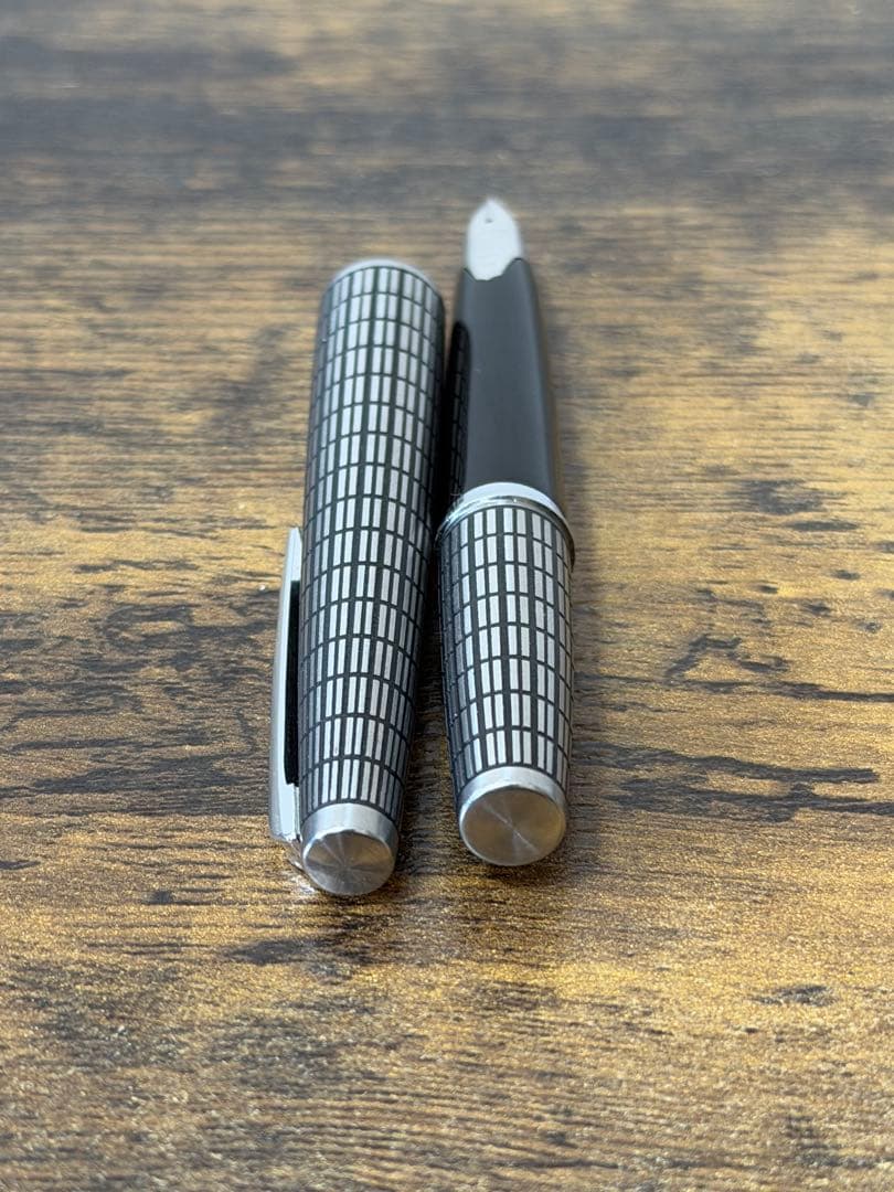 1979年製　18金　全蝕刻　格子　パイロット　エリート　万年筆　細字