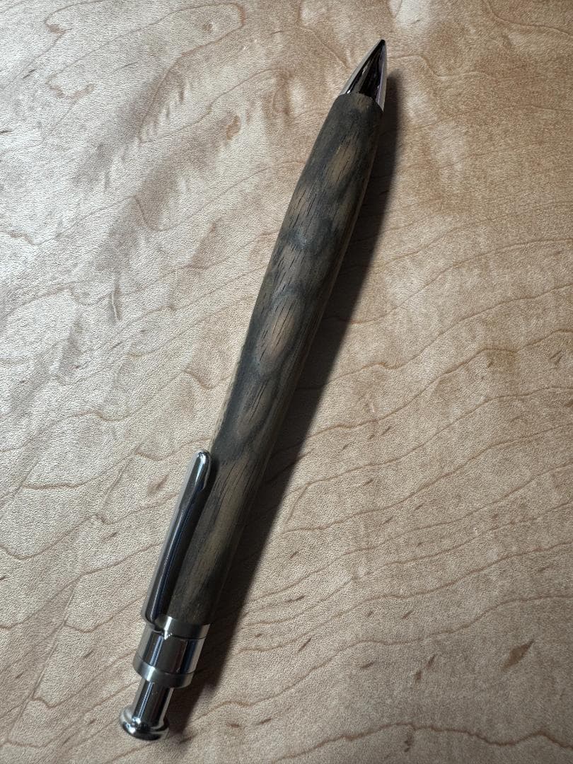 【工房楔　木軸ペン】黒柿　孔雀杢