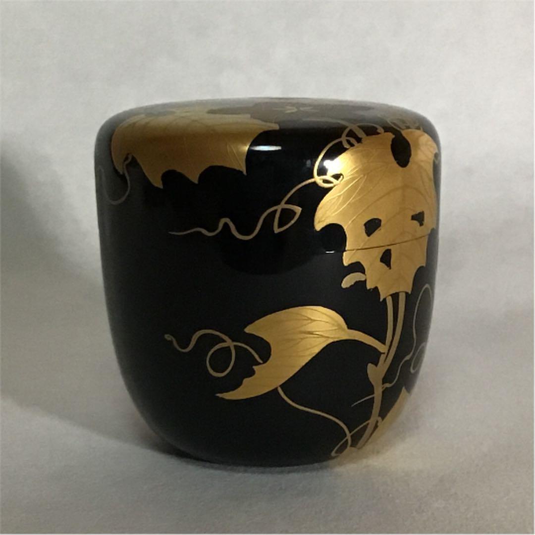 【茶道具】中棗　夕顔蒔絵　中村宗悦作