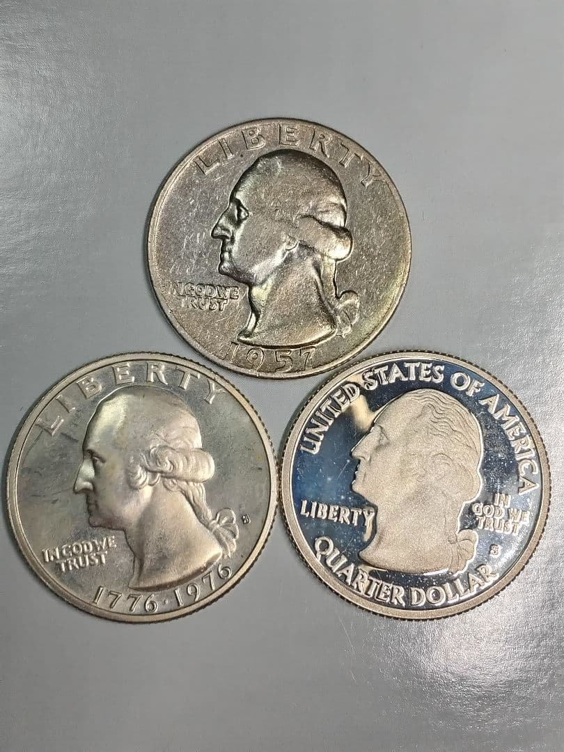 hab023 クォーター銀貨3枚セット 1957D.,1976年記念,2009年