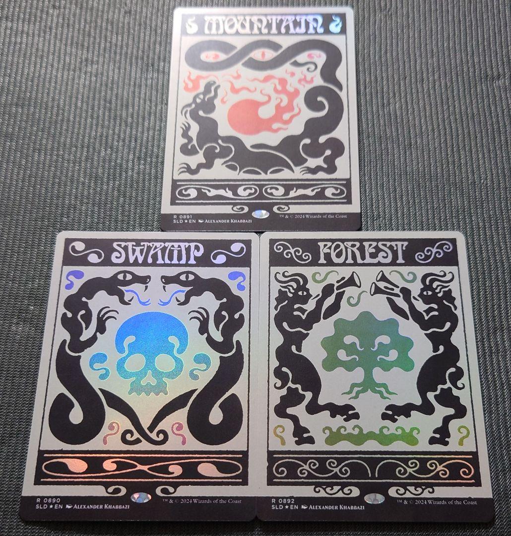mtg 超稀少 3枚セット ボーダーレス 基本土地 sld FOIL