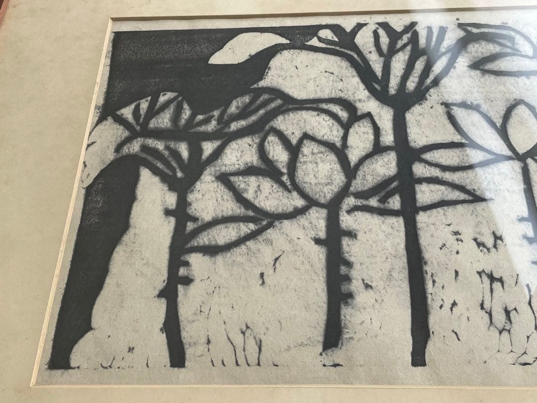 版画家　画家　棟方志功　白蓮の柵　善知鳥板画巻　額入