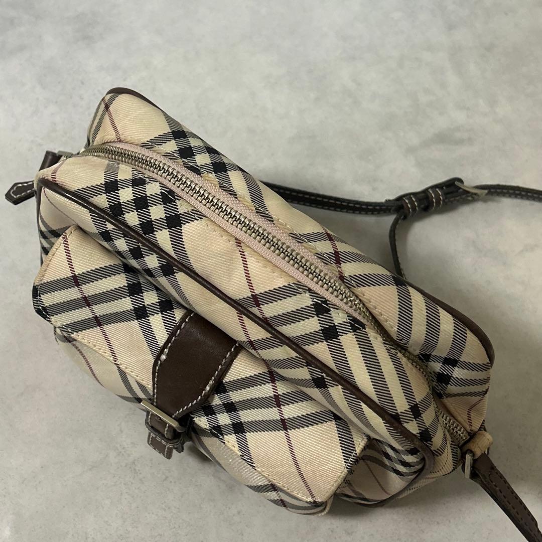 バーバリーブルーレーベル ショルダーバッグ ノバチェック ベルト ベージュ
