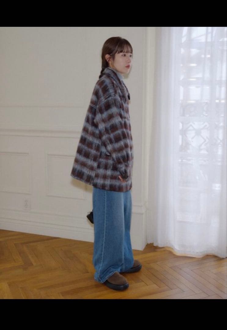 新品未使用DISCOAT 【umm./特別感ある一着】チェックシャギーコート