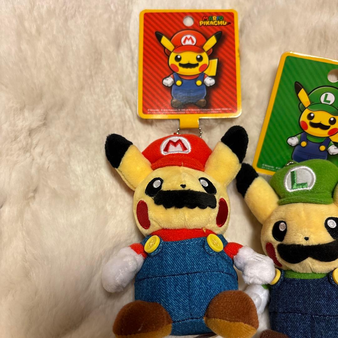 ポケモンセンター　マリオピカチュウ ルイージピカチュウ マスコットぬいぐるみ