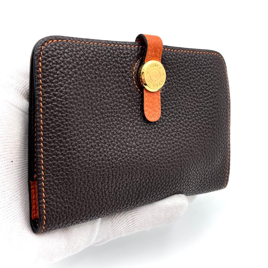 ✴︎極美品✴︎HERMES エルメス ドゴン コンパクト バイカラー ブラウン