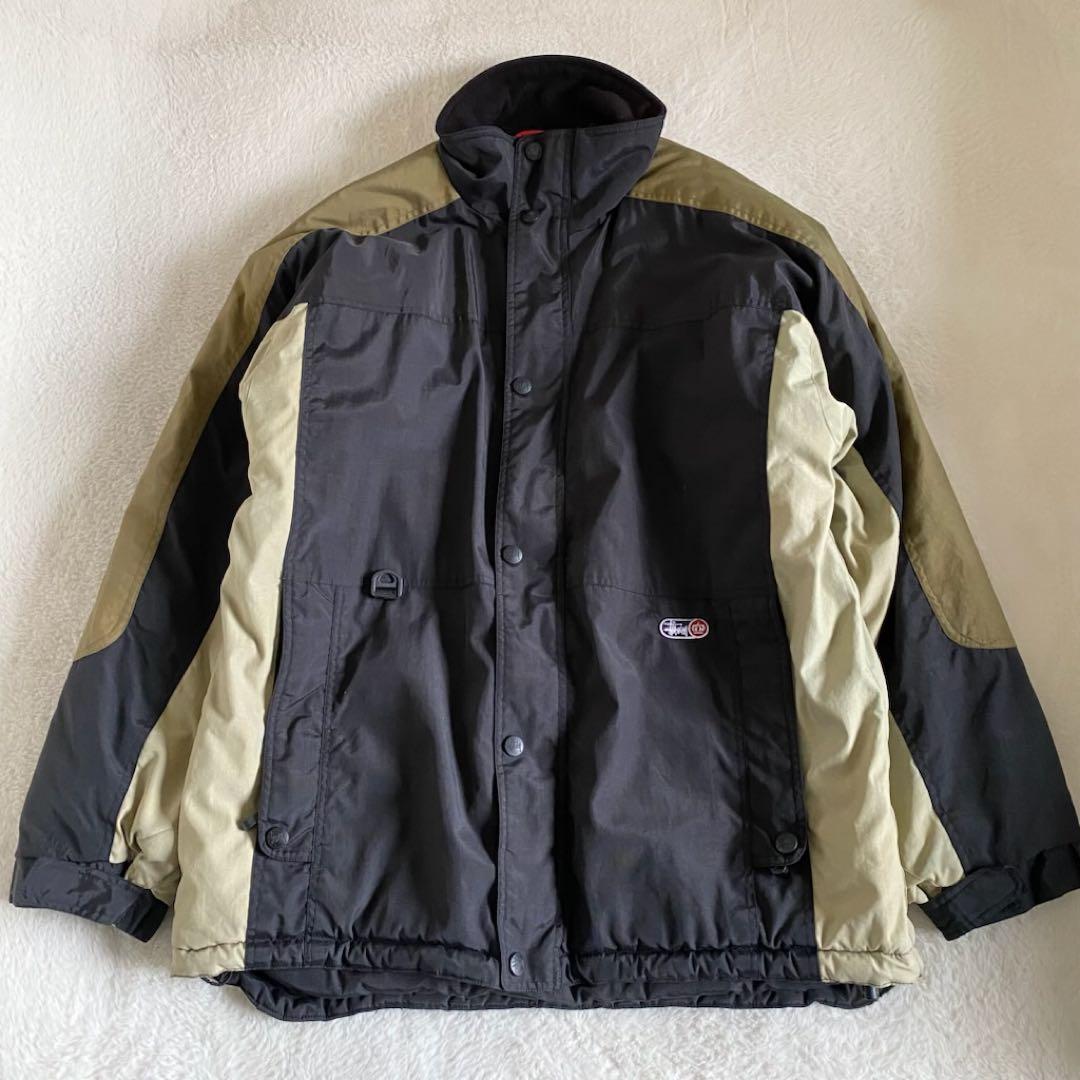 old stussy 紺タグ　中綿パデットジャケット　刺繍ロゴ　ブラック　XL