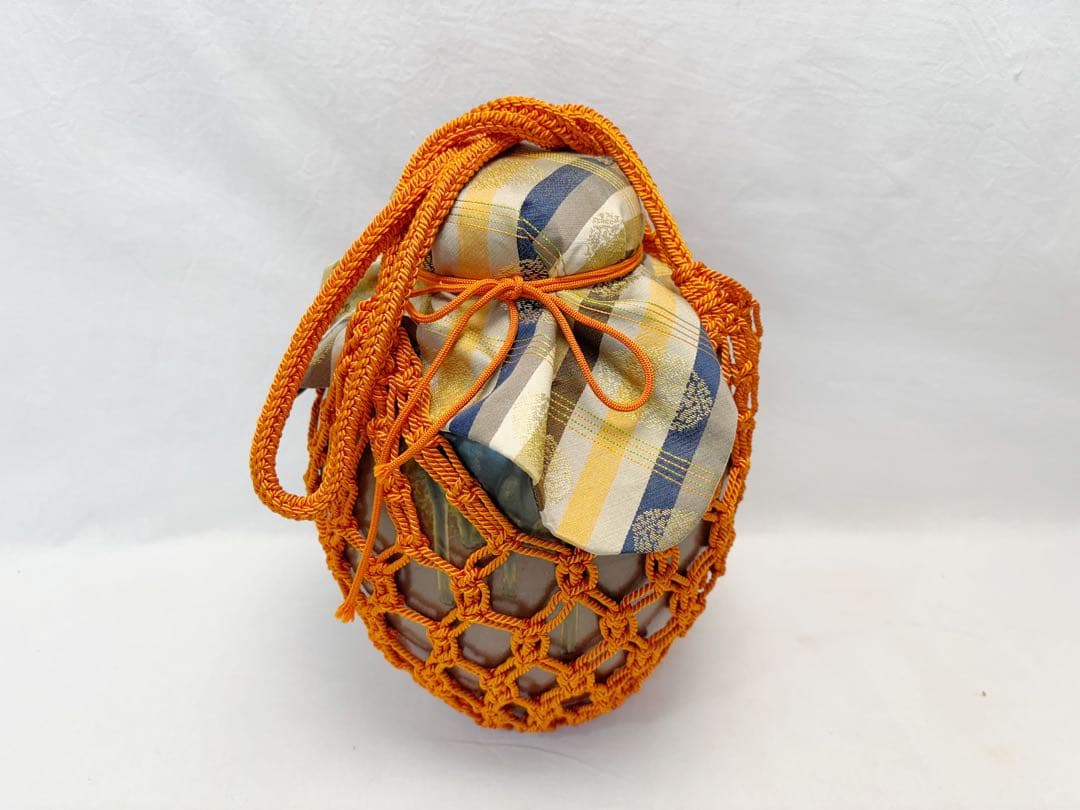 未使用 茶道具 市野克明作 丹波 飾り壺 茶壺 陶印 飾網紐付 四つ耳壷 共箱