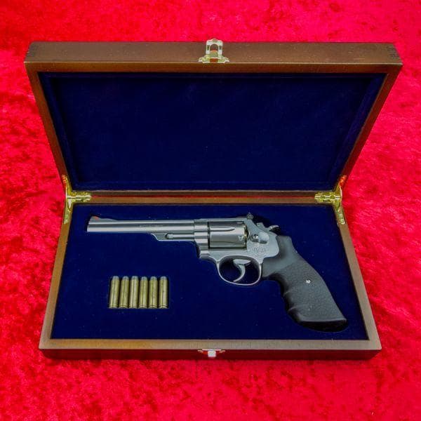 S&W M19 M66(6inc) ラバーグリップ用 木製高級化粧箱　※一点物※