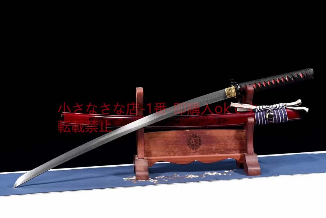 【赤血の侍】石洗模様スチールコイル模様の侍刀 古兵器 武具 刀装具 日本刀