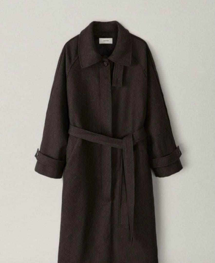 Ohotoro ダークブラウン ベルト付き チェスターコート