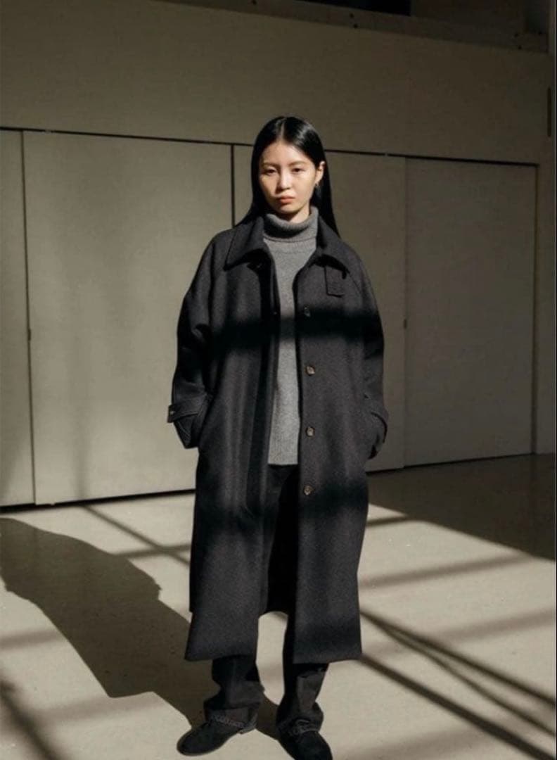 Ohotoro ダークブラウン ベルト付き チェスターコート