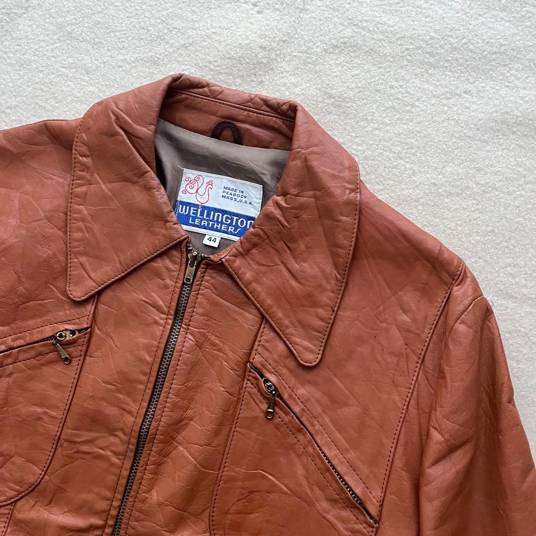 60s レザージャケット 茶 ブラウン 44 USA製 talon 本革