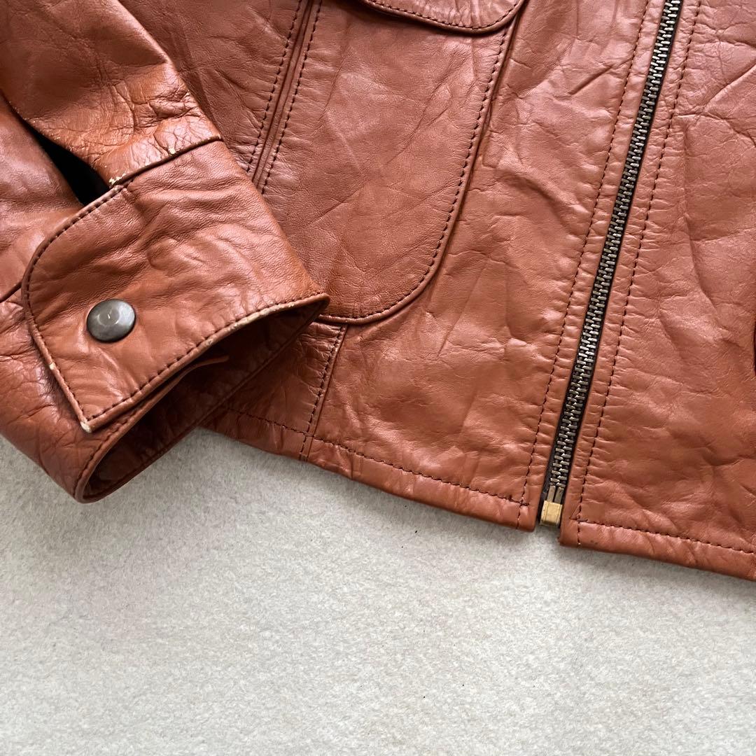 60s レザージャケット 茶 ブラウン 44 USA製 talon 本革