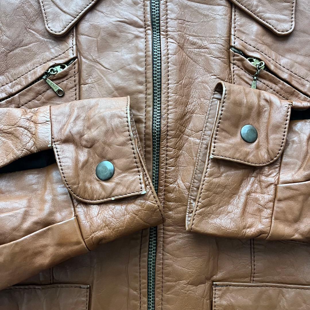 60s レザージャケット 茶 ブラウン 44 USA製 talon 本革