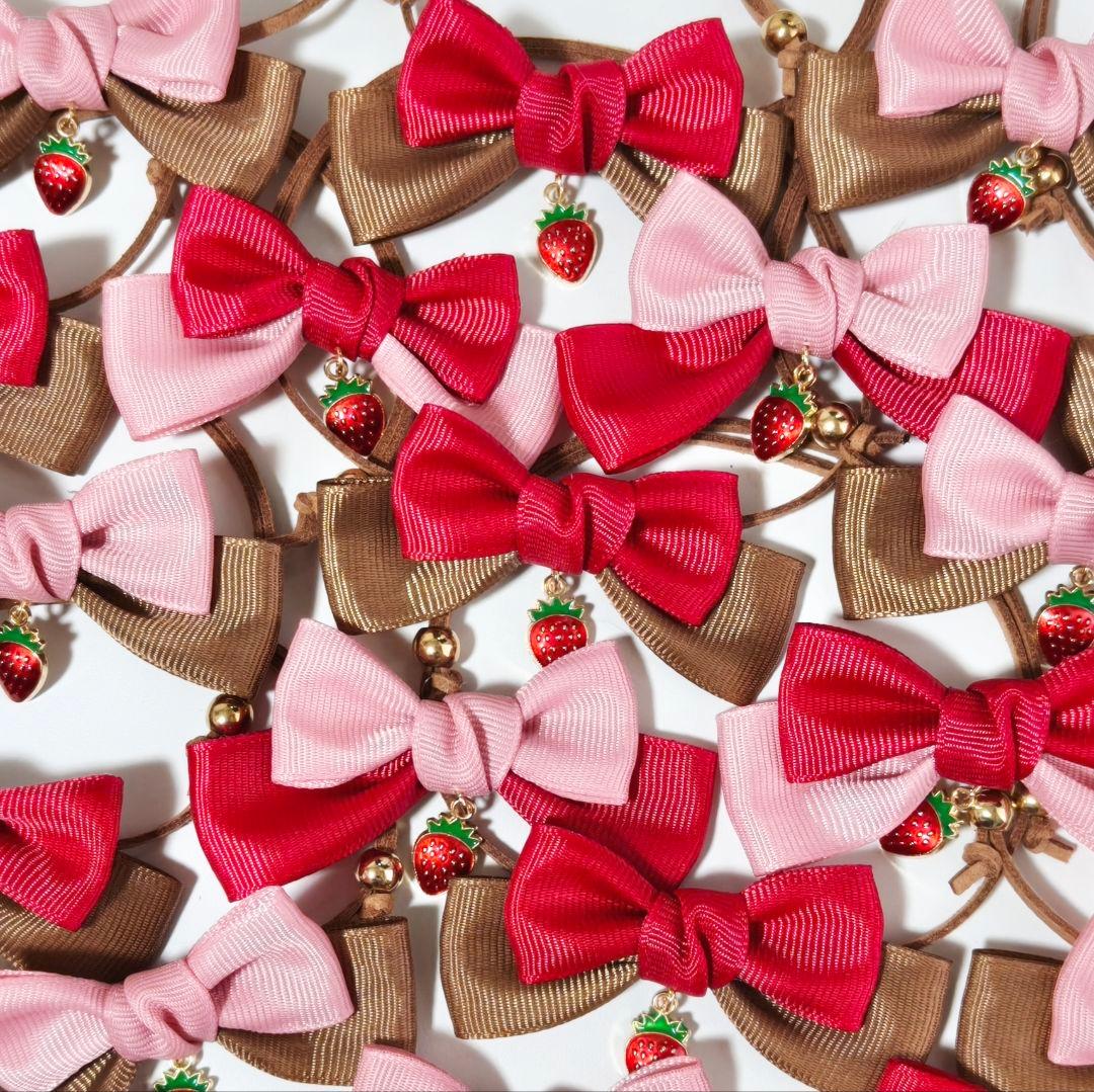業務用ペットトリミングチョーカー70個　バレンタイン　苺チョコレート　春　リボン