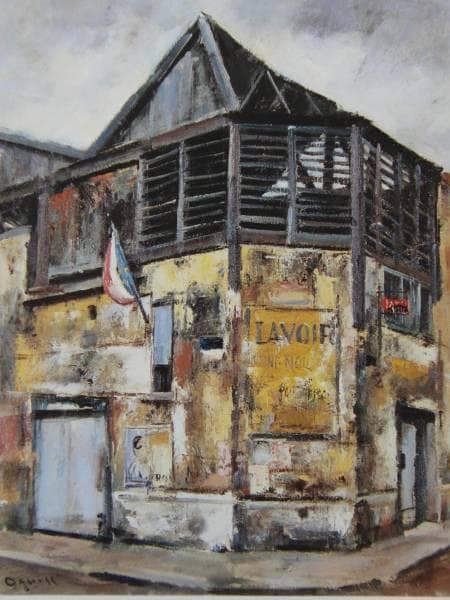 荻須高徳、洗濯屋、希少な額装用画集より、新品高級額装付、状態良好