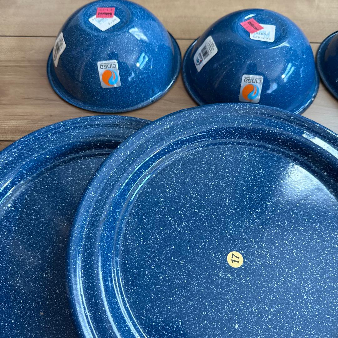 希少新品CINSA エナメルウェア キャンプ食器セット 16点デッドストック