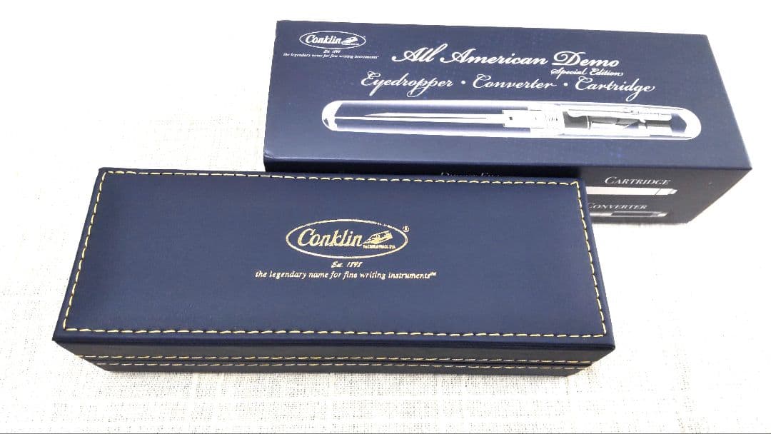 Conklin✒万年筆 オールアメリカン 　　　✒透明軸×シルバー/EF 極細✒