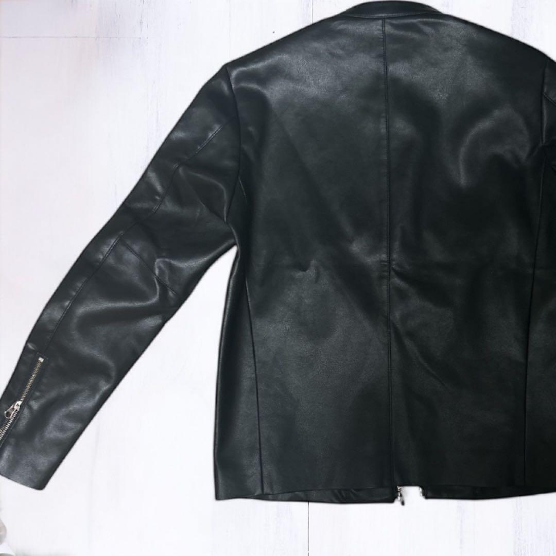 極美品TAKEO KIKUCHI ブラックレザーライダースジャケット Mサイズ